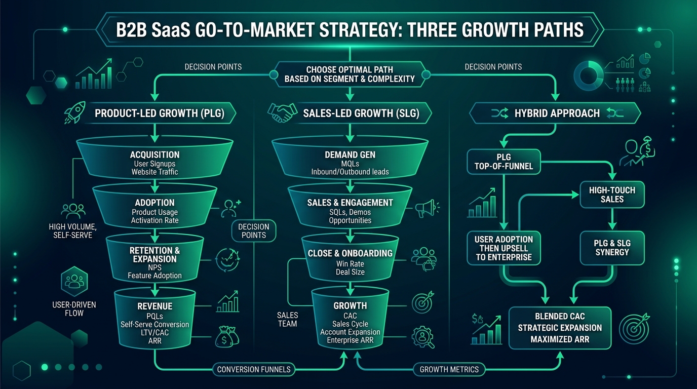 PLG vs Sales-Led vs Hybrid GTM: Choosing Your SaaS Motion (2026)